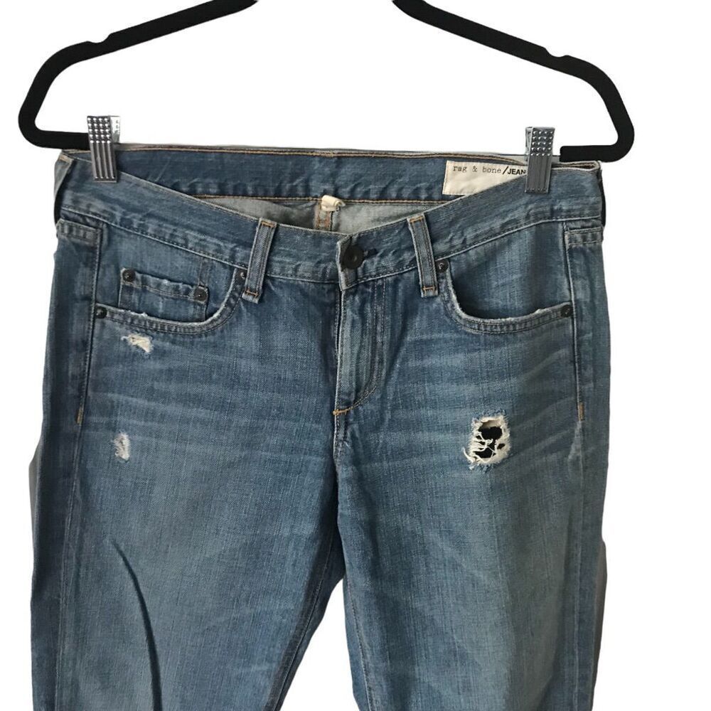 Rag & Bone Boyfriend Jean Light Acid Wash Size 25 Distressed Ankle Cropped Crop - Picture 2 of 8